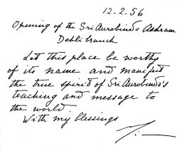 The Mother’s message of 12 February 1956, in Her hand